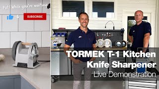 Demonstrating the Tormek T1 Kitchen Knife Sharpener  Tormek Live Special [upl. by Coopersmith]