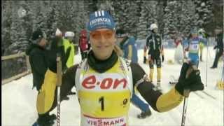 18032012 Biathlon KhantyMansiysk Massenstart Winner DomrachevaLAST RACE of MAGDALENA NEUNER [upl. by Trygve]