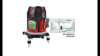 RY8880LG 4V4H1D Green Beam Electronic Laser Level 8線綠光電子式雷射墨線水平儀 [upl. by Yearwood540]