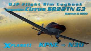 XPlane 12  TorqueSim Cirrus SR22TN G3  Philadelphia to Honesdale Log 063 [upl. by Klotz684]