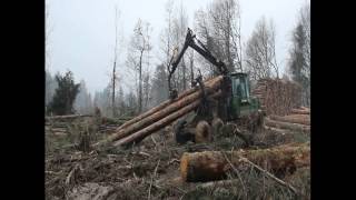 chantier forestier n°3 JD 1710d  pince de débardage [upl. by Lilahk109]