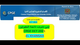 RESULTAT CPGE ECTliste principaleSeuil 2021BAC Science ECONOMIELycée EL KHANSAA [upl. by Yrrek725]