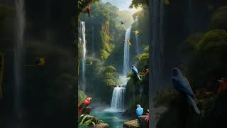 Nature’s Ballet Birds and Waterfalls in Motion 💃💧🕊️ birds animals shorts video [upl. by Cicero367]