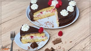 Leckere amp einfache SchokoSahneTorte mit Himbeeren I Torte mit Schokolade und Himbeeren [upl. by Picker496]