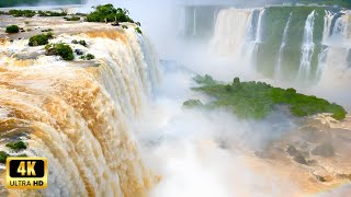 AERIAL VIEW OF IGUAZU FALLS BREATHTAKING WATERFALLS ON THE BRAZILARGENTINA BORDER 4K DRONE FOOTAGE [upl. by Tray533]