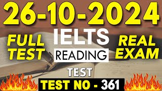 IELTS Reading Test 2024 with Answers  26102024  Test No  361 [upl. by Notsej963]