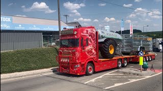 Truckshow Ciney 2023 arrivals truckspotting Scania V8 sound [upl. by Hermosa]