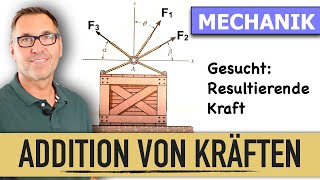 Addition von Kräften in der Ebene  Resultierende  Zentrales Kraftsystem Gleichgewichtsbedingungen [upl. by Lyrak]