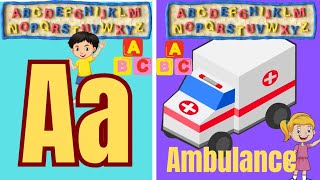 learn Alphabet A to Z  Things find the hospital words ABC Preschool Book A For ambulance  A to Z [upl. by Gussman]