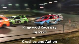 Ringwood Raceway 161223  Crashes and Action [upl. by Acinoreb]