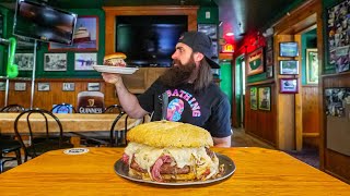 I ORDERED THE GIANT CORNED BEEF SANDWICH CHALLENGE AT A HAUNTED IRISH PUB  BeardMeatsFood [upl. by Salazar]