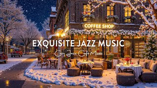 Winter Night Vibes and Exquisite Jazz Music ☕ Snowy Street Coffee Space for a Relaxing Mood [upl. by Setarcos]