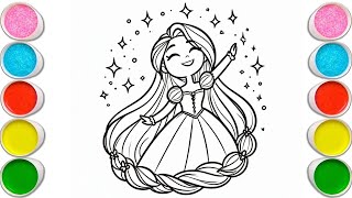 How To Draw Cute Girl  Drawing Disney Princess Rapunzel StepbyStep  Cute Disney Princess Drawing [upl. by Joses401]