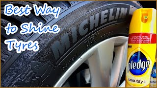 Pledge Best Way to Shine Tires  Youll never use tire shine again  How to clean tyres with PLEDGE [upl. by Kavita164]