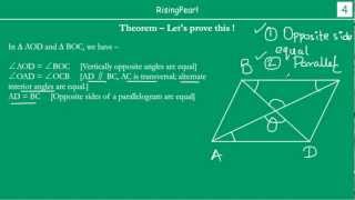 Diagonals of a parallelogram bisect each other Theorem and Proof [upl. by Airal]