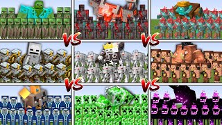 BOSSES ARMY vs BOSSES ARMY in Minecraft Mob Battle [upl. by Fotinas]