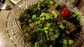 Guyanese eddo leaf callaloo with fresh white belly shrimps and chicken foot [upl. by Fraze]