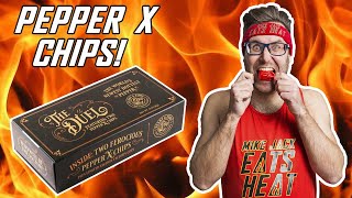 153 Pepper X The Duel Chip Challenge The Worlds Hottest Chip Challenge  Mike Jack Eats Heat [upl. by Irtak]