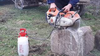 TS 410 STIHL 667 cm3  44 HP cut big stone amp metal [upl. by Small]