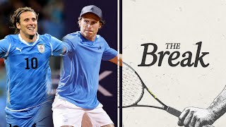 Former soccer pro makes pro tennis debut at 45 years old  The Break [upl. by Iruyas]