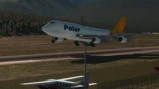 POLAR AIR  DHL 747400 landing at Samedan Swiss XPlane 11 [upl. by Valer]