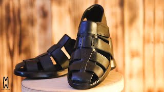 Making Leather Sandal Shoes For Men  Handmade Sandal Shoes [upl. by Rdnaskela]