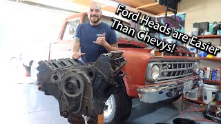 1965 Ford F100 FE 352 Head Install [upl. by Jemima963]