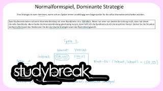 Normalformspiel Dominante Strategie  Spieltheorie [upl. by Ynelram]