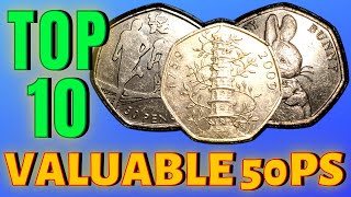 Top 10 Most Valuable and Rare 50p Coins UK Circulation 2022 [upl. by Eecyal]