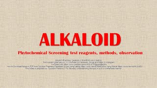 Chemical Identification Test for Alkaloid HINDI GPATNIPER Pharmacist Drug Inspector Exclusive [upl. by Sinaj429]