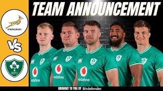 Ireland Team vs Springboks  Ireland Team Announcement  Player Profiles [upl. by Odrawde]