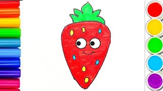 Step by step Drawing Stoberry for Beginners  Simple Drawing for Kids [upl. by Einnol762]