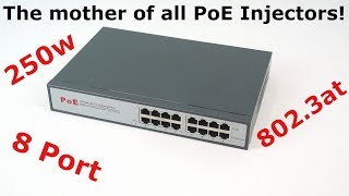 The Mother of all PoE Injectors  FS PI250A8  Review and Teardown [upl. by Nauquf716]