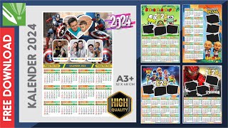 FREE DOWNLOAD 5 TEMPLATE KALENDER KARAKTER 2024  FILE CDR X7 [upl. by Maje]