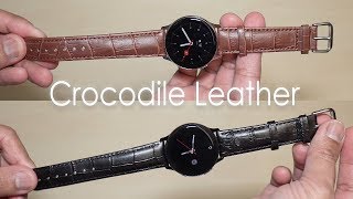 Samsung Galaxy Watch Active 2 Crocodile Leather Watch Band brown amp black 4K [upl. by Iahk872]