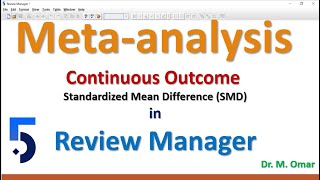 Meta analysis for continuous outcome using Standardized Mean Difference SMD in Review Manager RevMan [upl. by Yar]