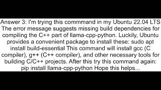 Error while installing python package llamacpppython [upl. by Mady]