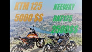 KTM DUKE 125 cc 5000 VS KEEWAY RKF 125 cc 2500 QUAL MOTO COMPRAVAS [upl. by Edrahc]