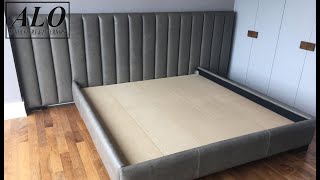 DIY  HOW TO UPHOLSTER A CHANNEL TUFTED HEADBOARD DIY  ALO Upholstery [upl. by Berlinda]