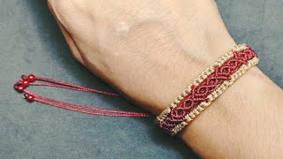 Pulseira Macrame Duas Cores  Tutorial Passo a Passo Completo  Criativa Macrame ✨ [upl. by Eedrahc]