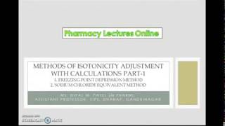 Methods of Isotonicity adjustment with calculations Part1 [upl. by Remled]