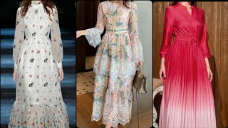 latest midi dress designs  midi dress neck design midi dress sleeves design 2024 💗💗💗💗💗💗 [upl. by Uriel]