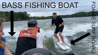 WAKE SURFING BEHIND A BASS BOAT [upl. by Laehcar]