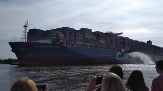 Container Cargo Ship CMA CGM Marco Polo at Savannah River in Savannah GA USA 20210526 2 of 2 [upl. by Merta]