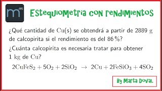 Estequiometría con rendimiento química [upl. by Kabab]