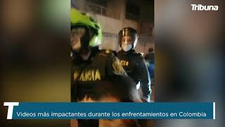 Los videos más impactantes durante los enfrentamientos en Colombia [upl. by Sholes]