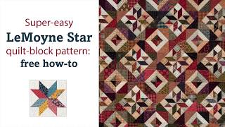 LeMoyne Star quiltblock pattern free howto [upl. by Nananne]