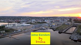 Sunrise at Jotne Property Quay 4 wFloating Saunas in Fredrikstad Norway Drone 5K [upl. by Lothair]