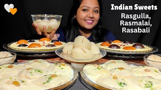 Eating Rasmalai Rasgulla Rasabali  Indian Sweets Mukbang ASMR  PP Eats Sweets [upl. by Zucker12]