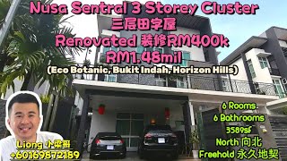 JB Nusa Sentral 全装修三层田字屋 Renovated 3 Storey Cluster for sale RM148mil [upl. by Eimile]